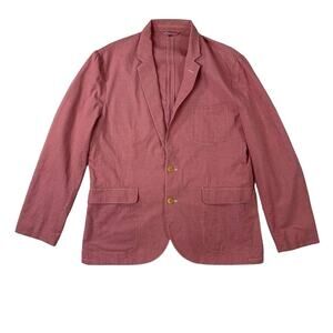 J Crew Men's Ludlow Sportcoat Blazer Houndstooth Red White Cotton Large